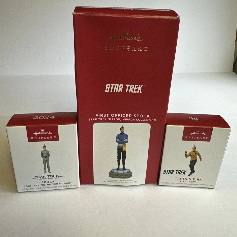 Lot of 3 Star Trek Keepsake Christmas Ornament's First Officer Spock, Cpt. Kirk